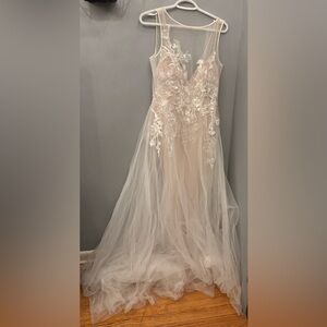 Pale Pink and White Wedding Dress